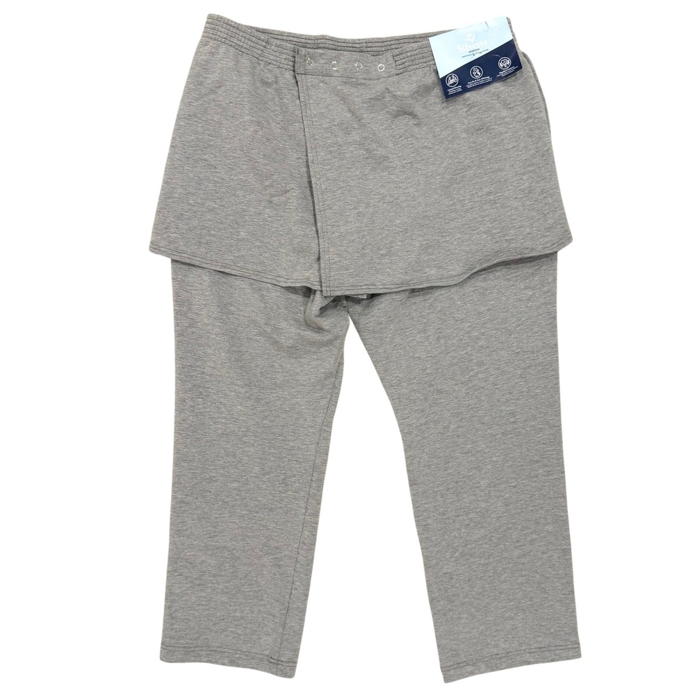 Silverts Adaptive Sweatpants Unisex L Grey New Open Back Assisted Dressing Snap